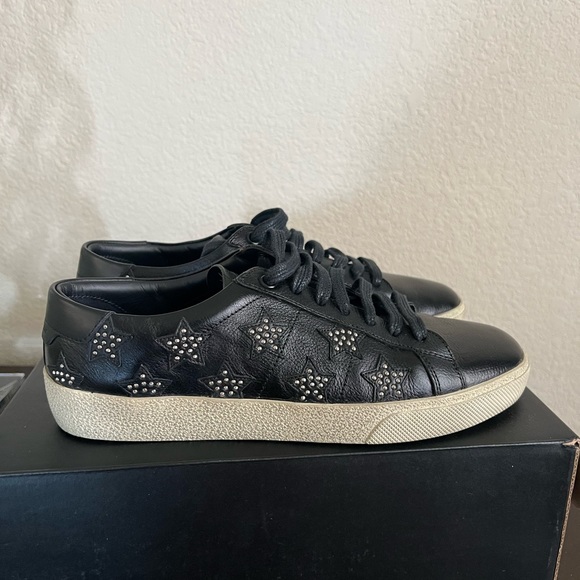 Saint Laurent Leather Studded Star Sneakers